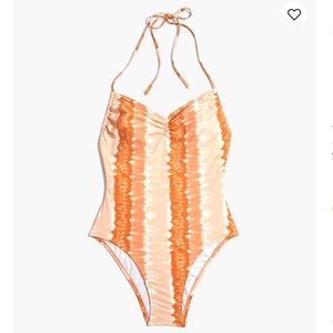 Madewell Drawstring Orange Tie Dye Swimsuit NWT